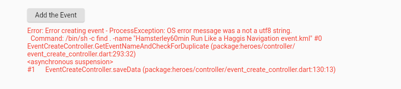 error creating an event